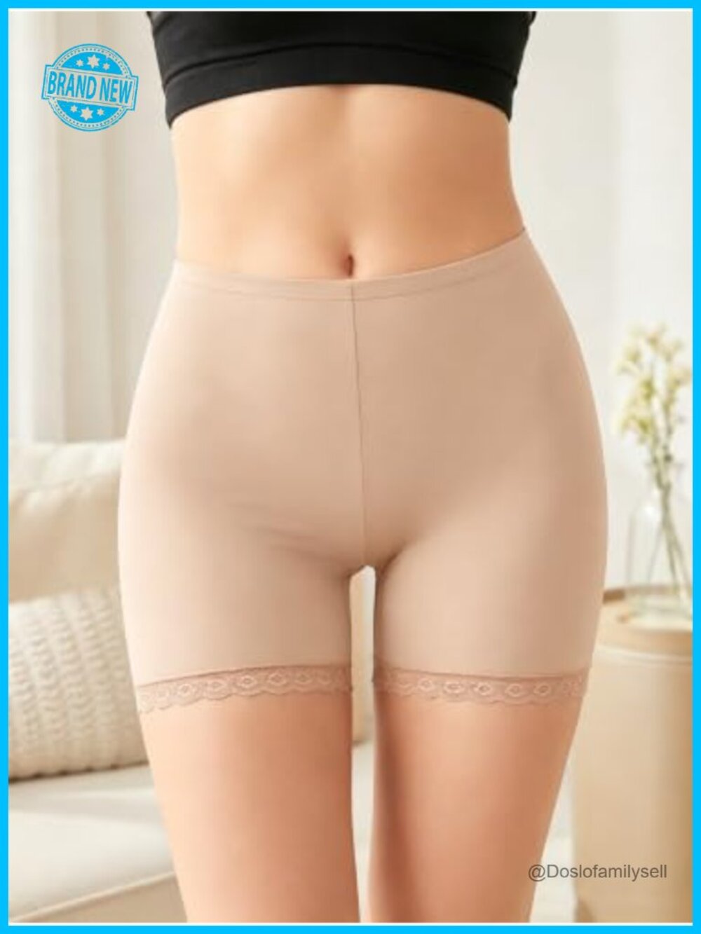 Women's Lace Trim Slip Shorts Soft Anti-Chafing Seamless Under Dress